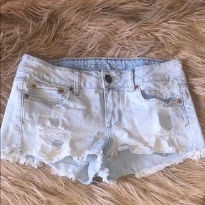 Light blue wash booty Jean shorts